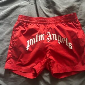 Kids Palm Angels Red Shorts